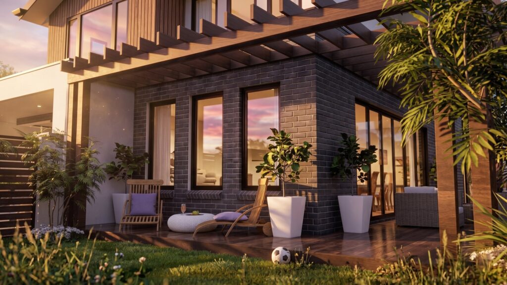 Timber pergola and outdoor deck at the front-side of a Langwarrin townhouse