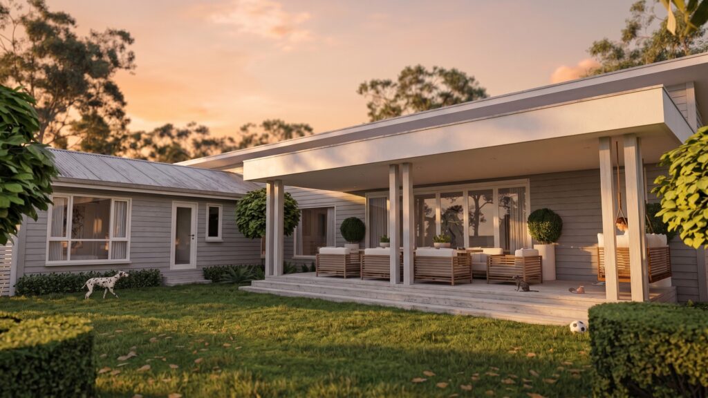 Covered alfresco entertaining area at a Phillip Island coastal residence